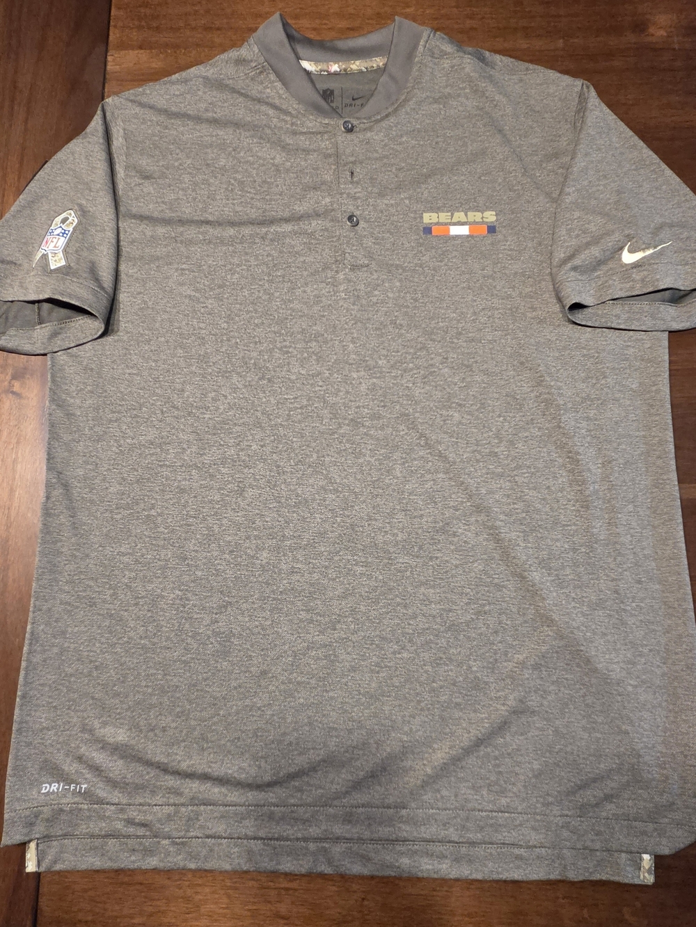 Nike Gray Bears Dri-FIT Short-Sleeve Henley Polo